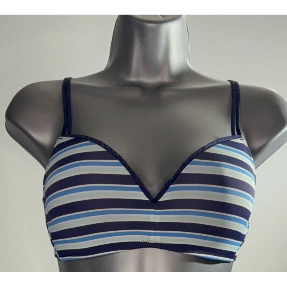 Aerie Sporty Blue White Navy Striped Sporty Lingerie Bra Nautical Cup Size 34C - Picture 3 of 14